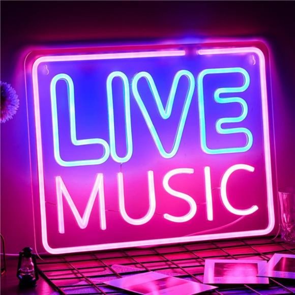 Other - Live Music Wall Sign Neon LED Vivid Bright Color Music Sign for Decor USB Power